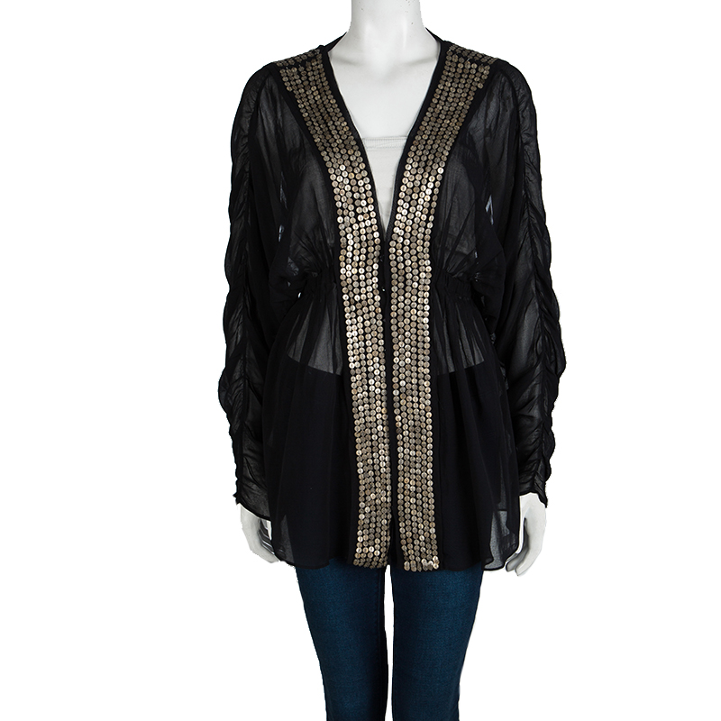 

Chloe Black Cotton Voile Embellished Tunic