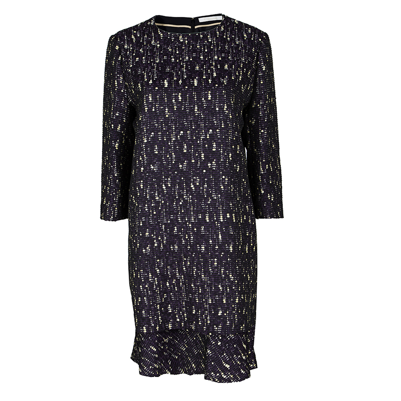 Chloe Multicolor Textured Layered Long Sleeve Shift Dress L