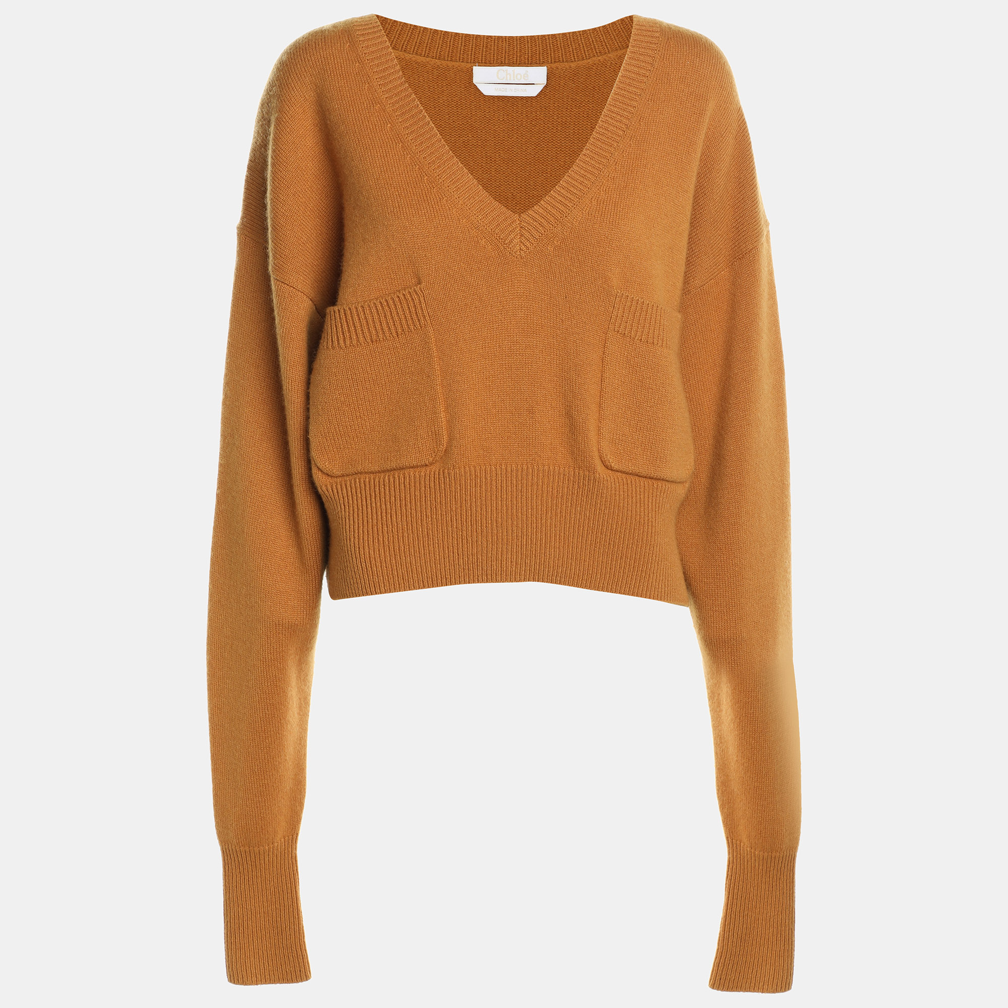 

Chloe Brown Cashmere Knit V-Neck Sweater M