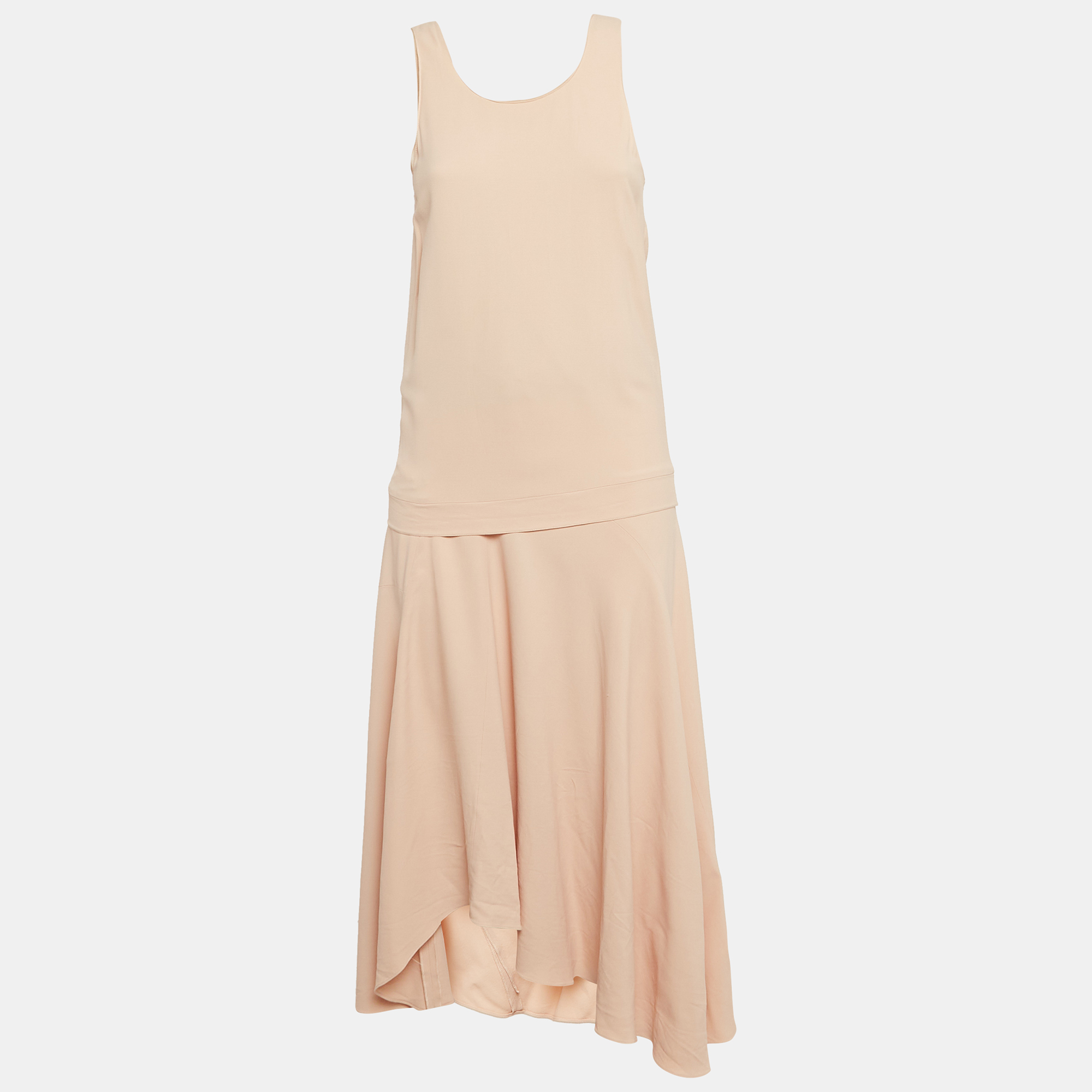 Pre-owned Chloé Pink Crepe Sleeveless Asymmetric Midi Dress S