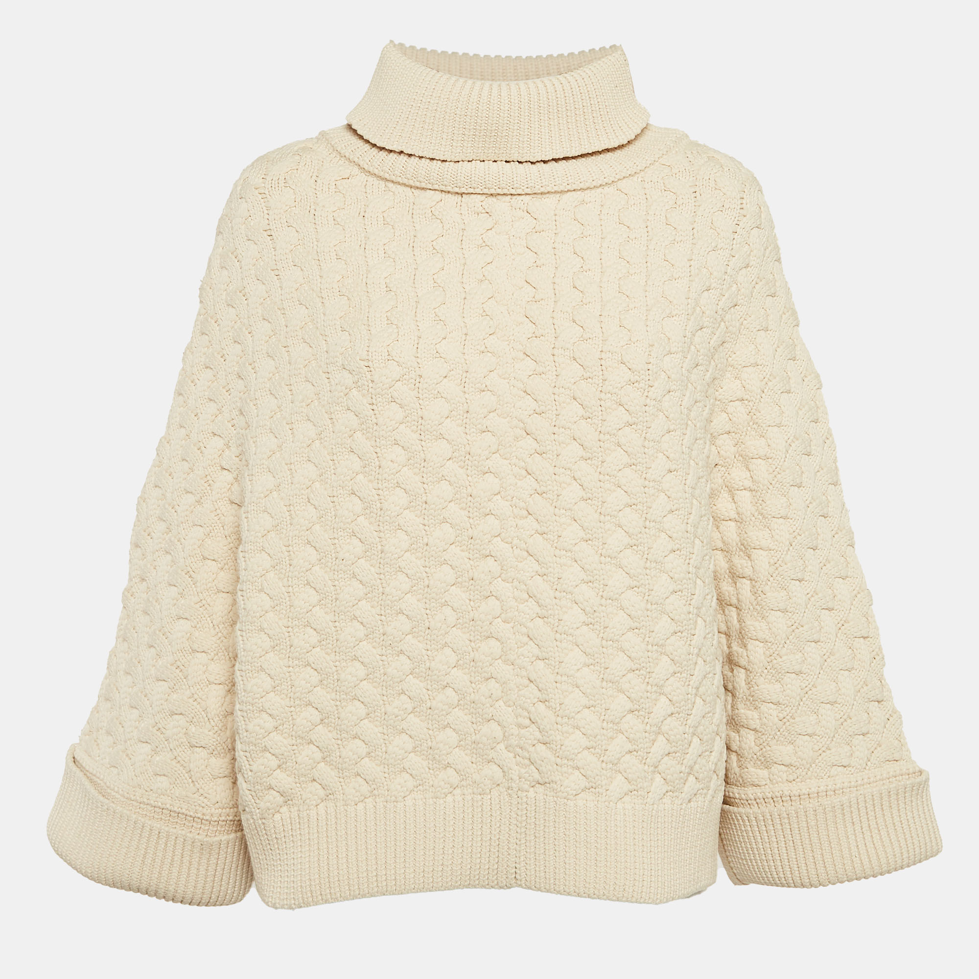 

Chloe Ecru Beige Cable Knit High Neck Jumper S