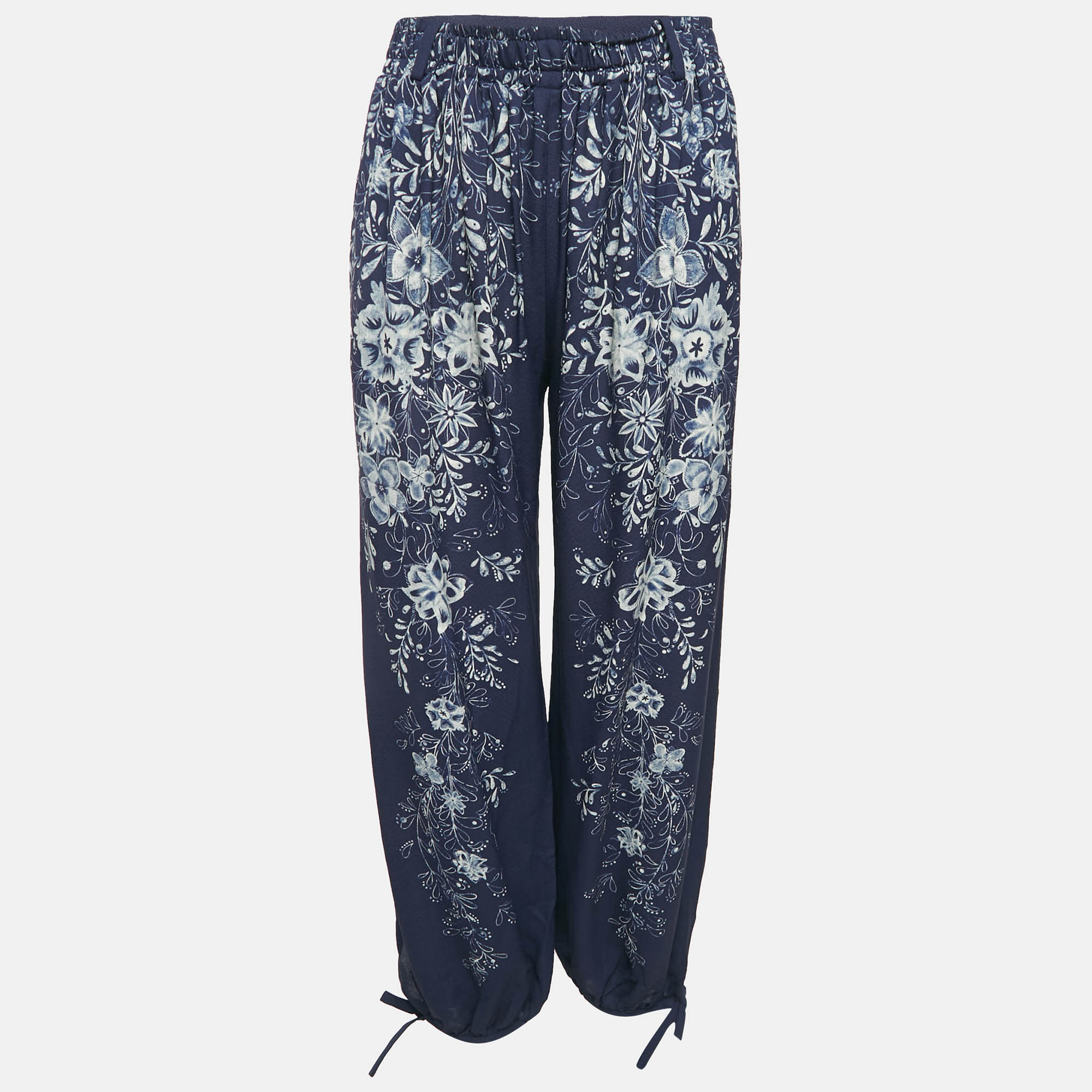 

Chloé Blue/Beige Floral Print Crepe Harem Pants S