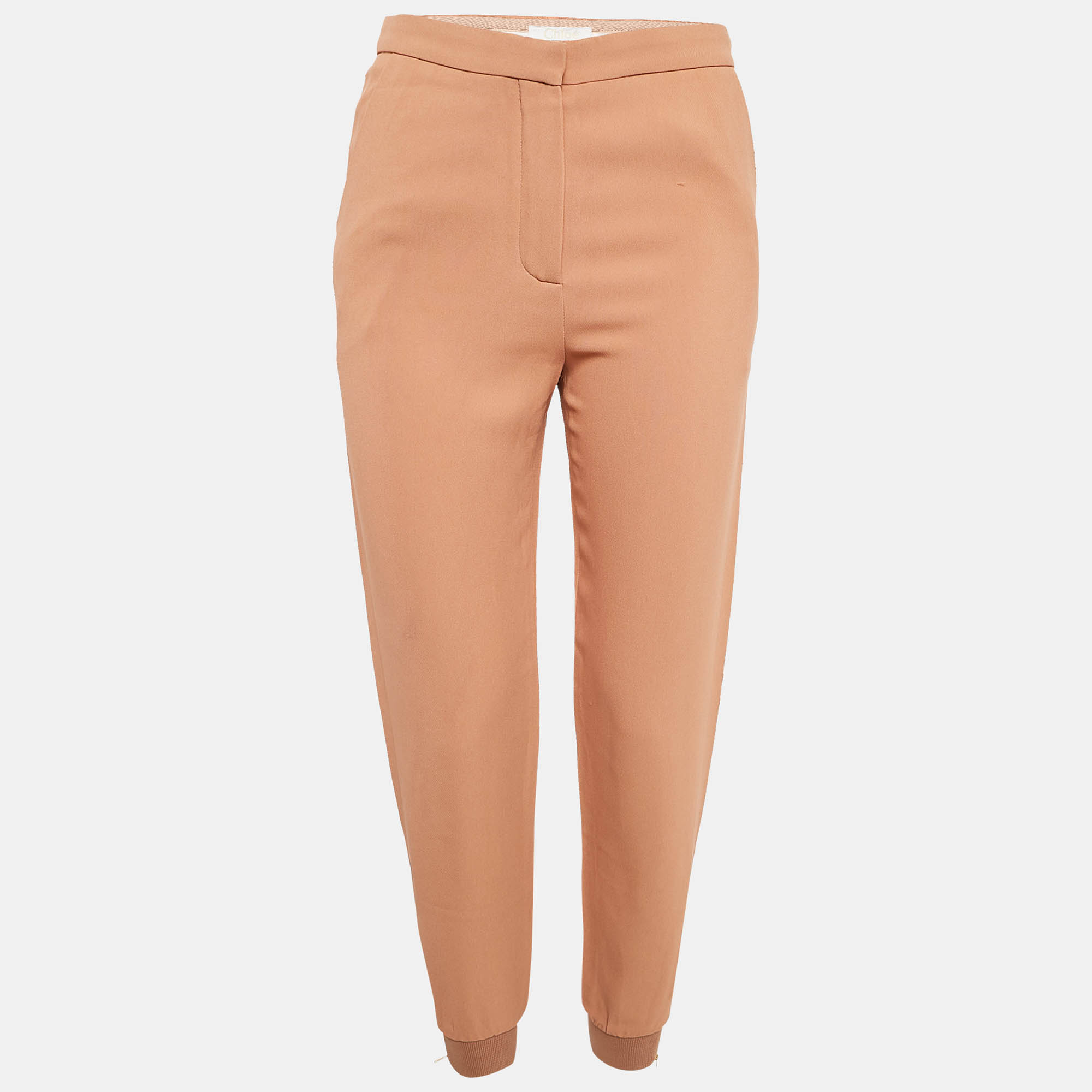 

Chloe Light Brown Crepe Zip Detail Trackpants S