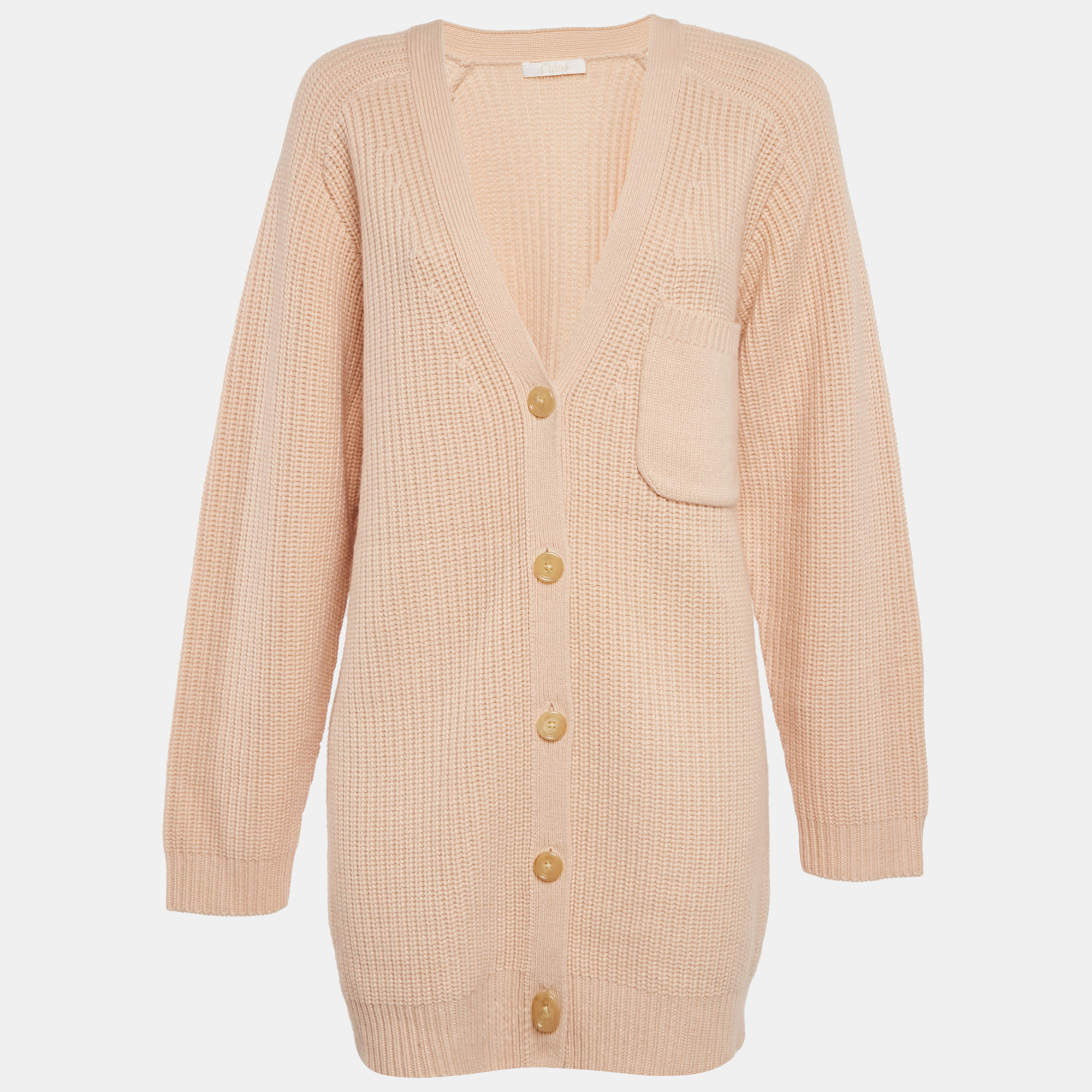 

Chloe Pastel Pink Cashmere Knit Button Front Cardigan M