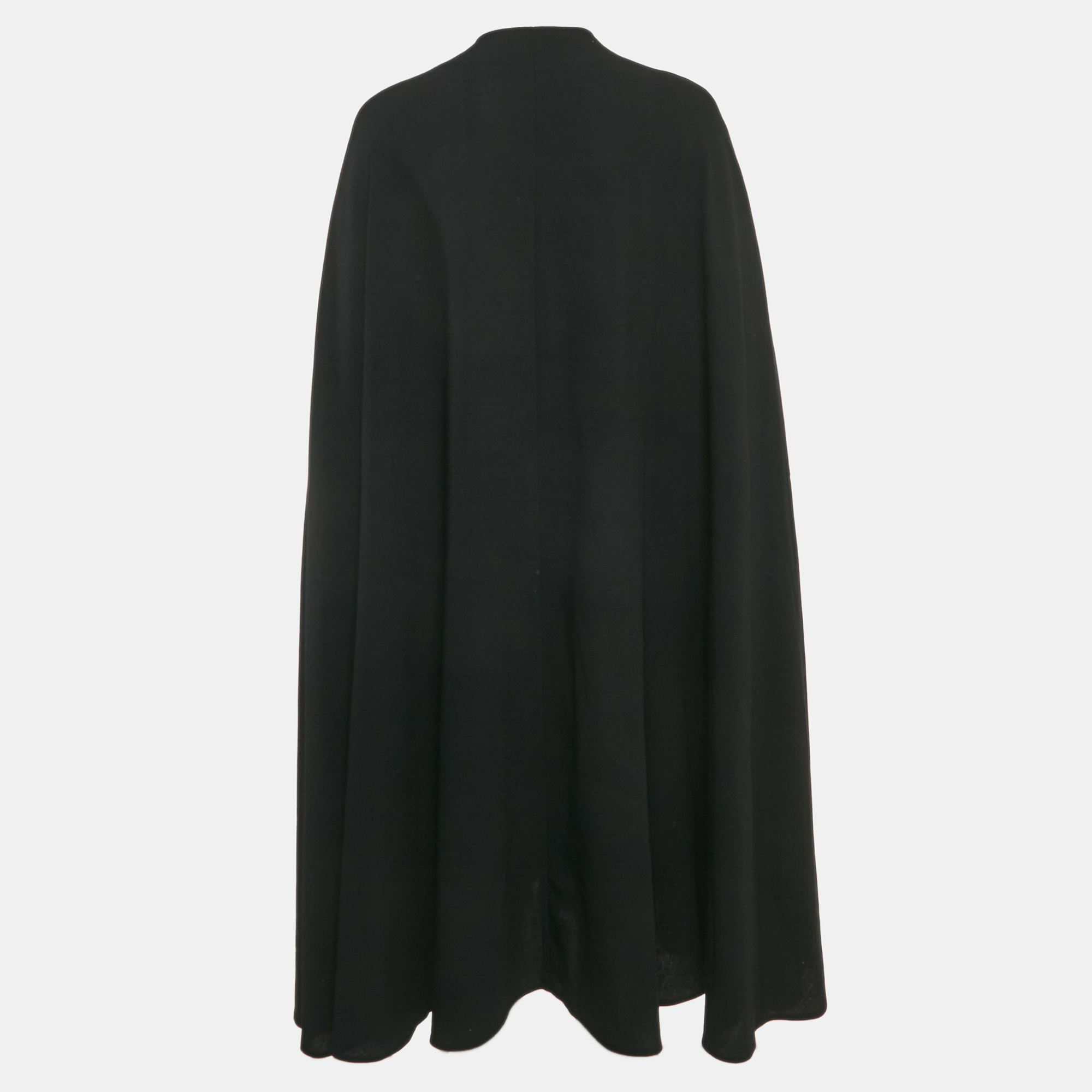 Chloe Vintage Black Cotton Blend Open Front Cape One Size 