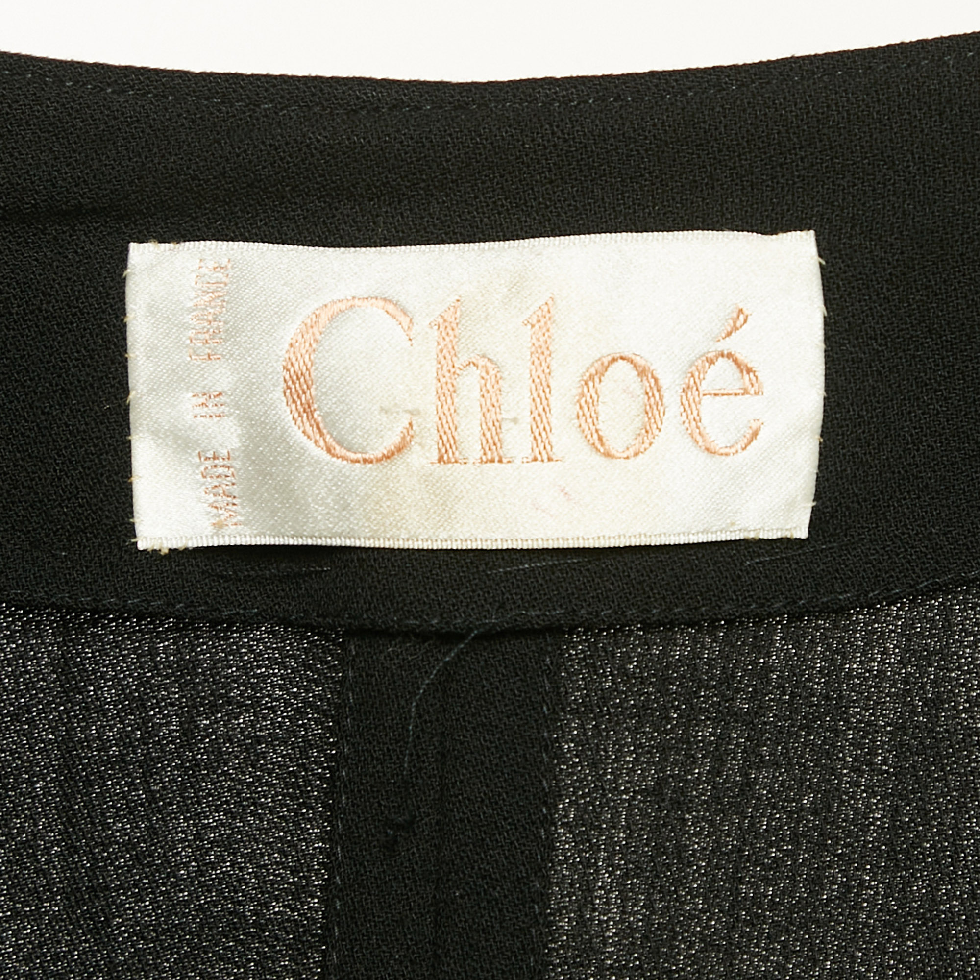 Chloe Vintage Black Cotton Blend Open Front Cape One Size 