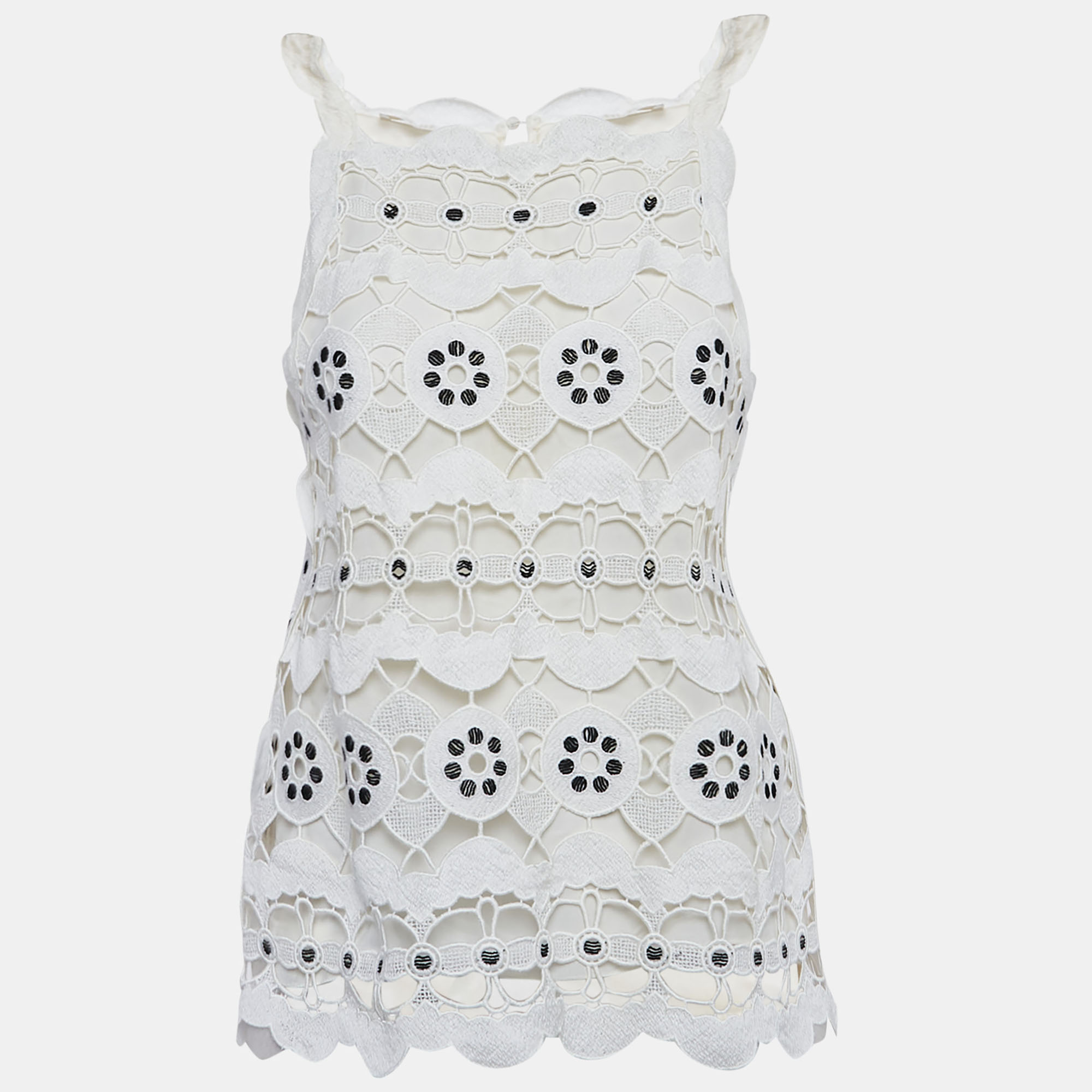 

Chloe White Lace Sleeveless Top M