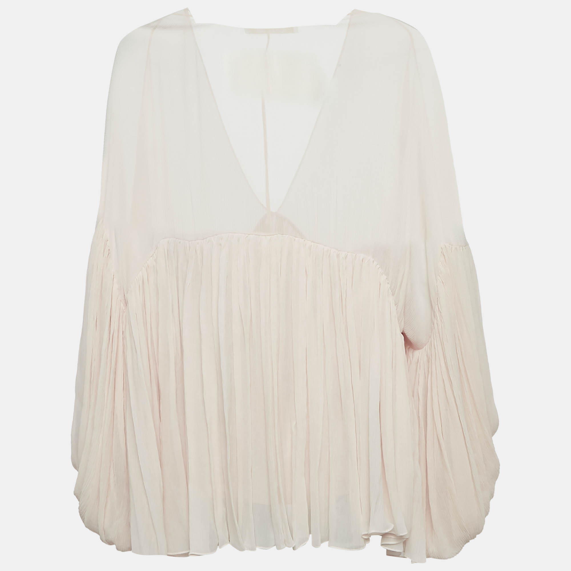 

Chloe Light Powder Pink Silk Crepe Flounce M