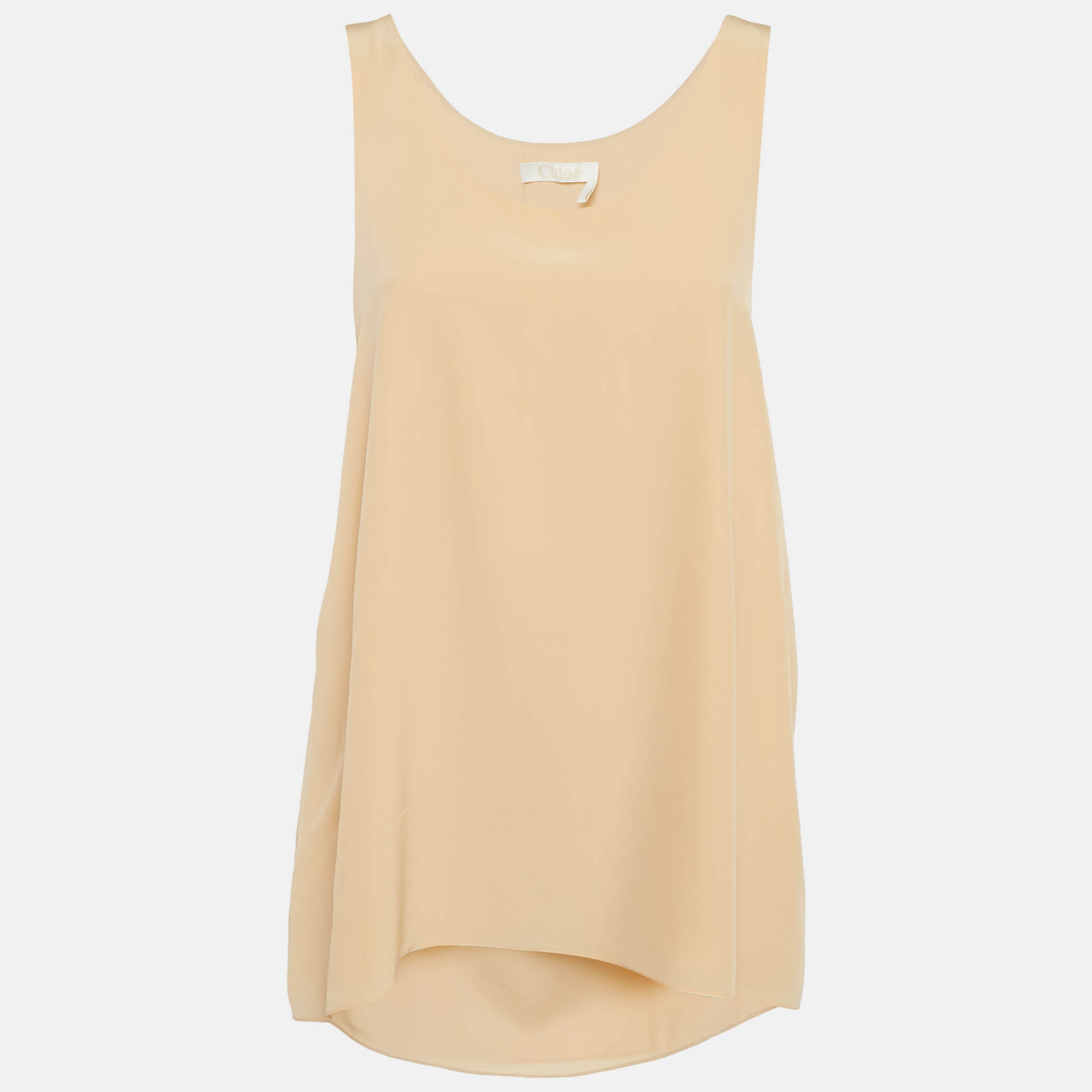 

Chloe Woody Beige Silk Sleeveless Top M