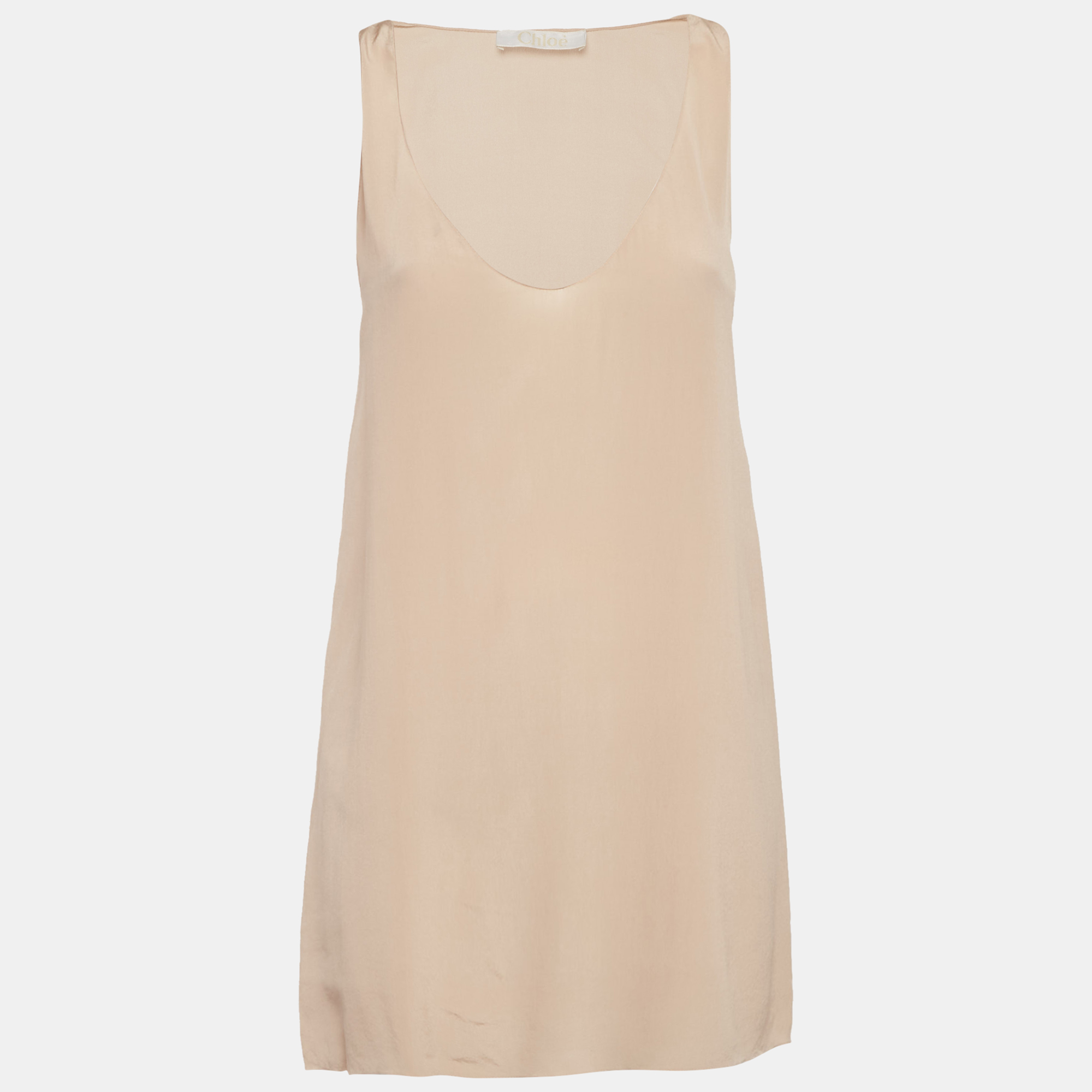 

Chloe Powdery Pink Silk Scoop Neck Tank Top S