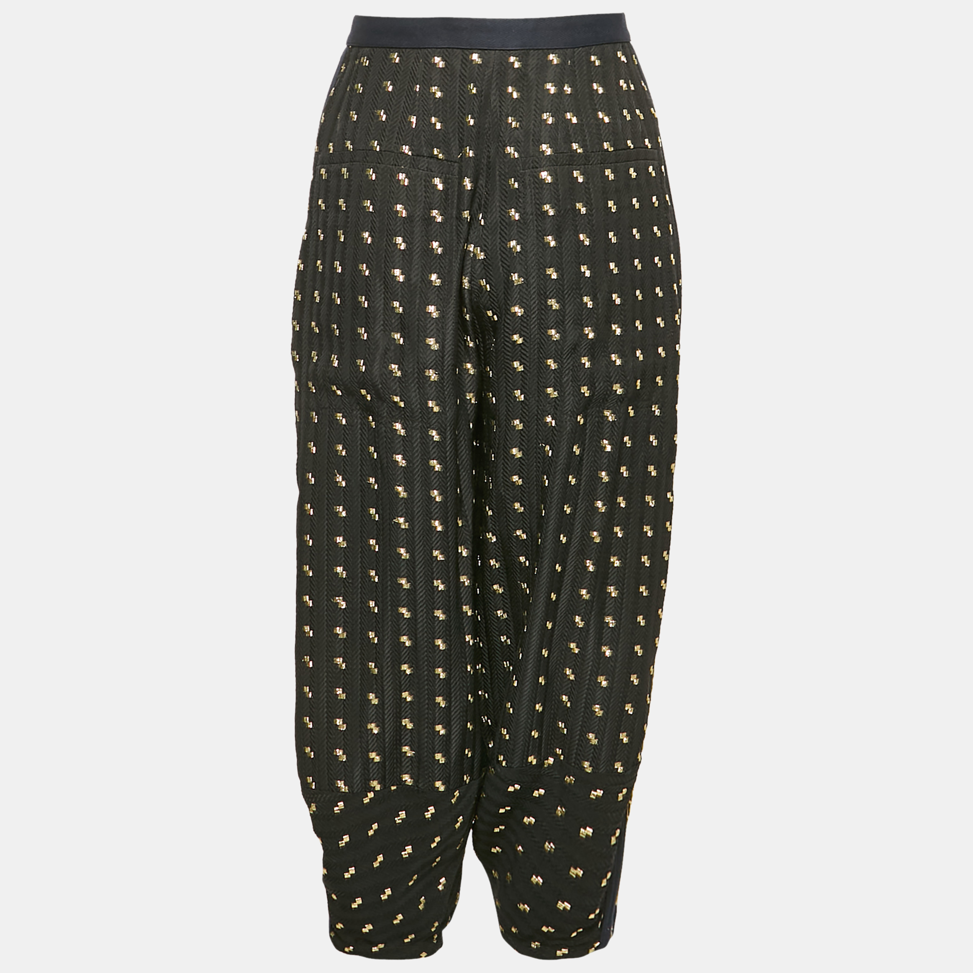 

Chloe Black Silk Brocade Side Metal Detail Culottes M