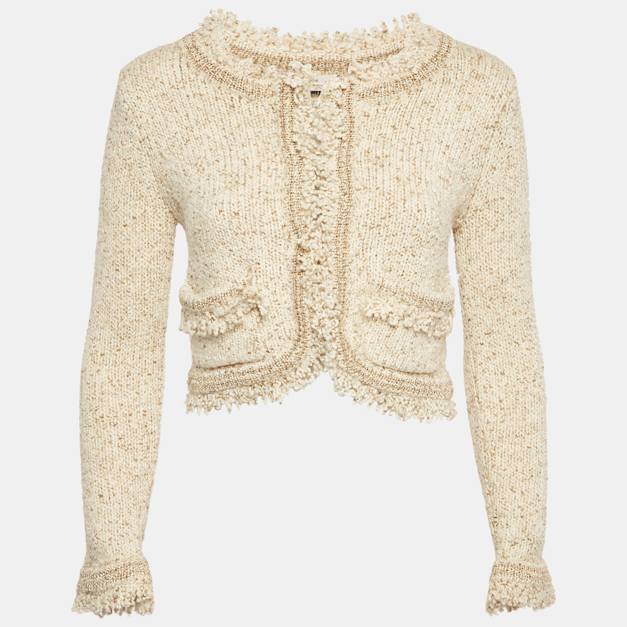 

Chloé Cream Knit Fringed Cardigan M