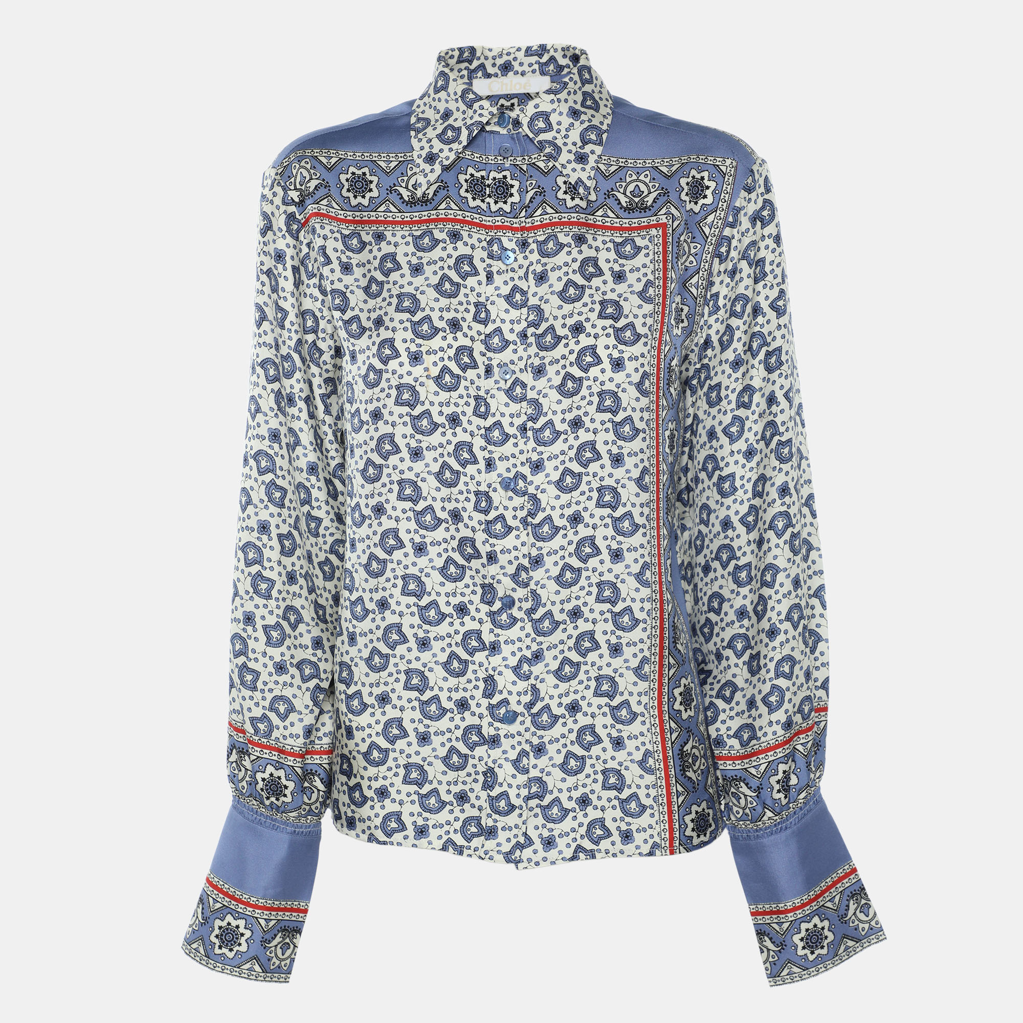 

Chloé Multicolor Printed Silk Button Front Shirt S