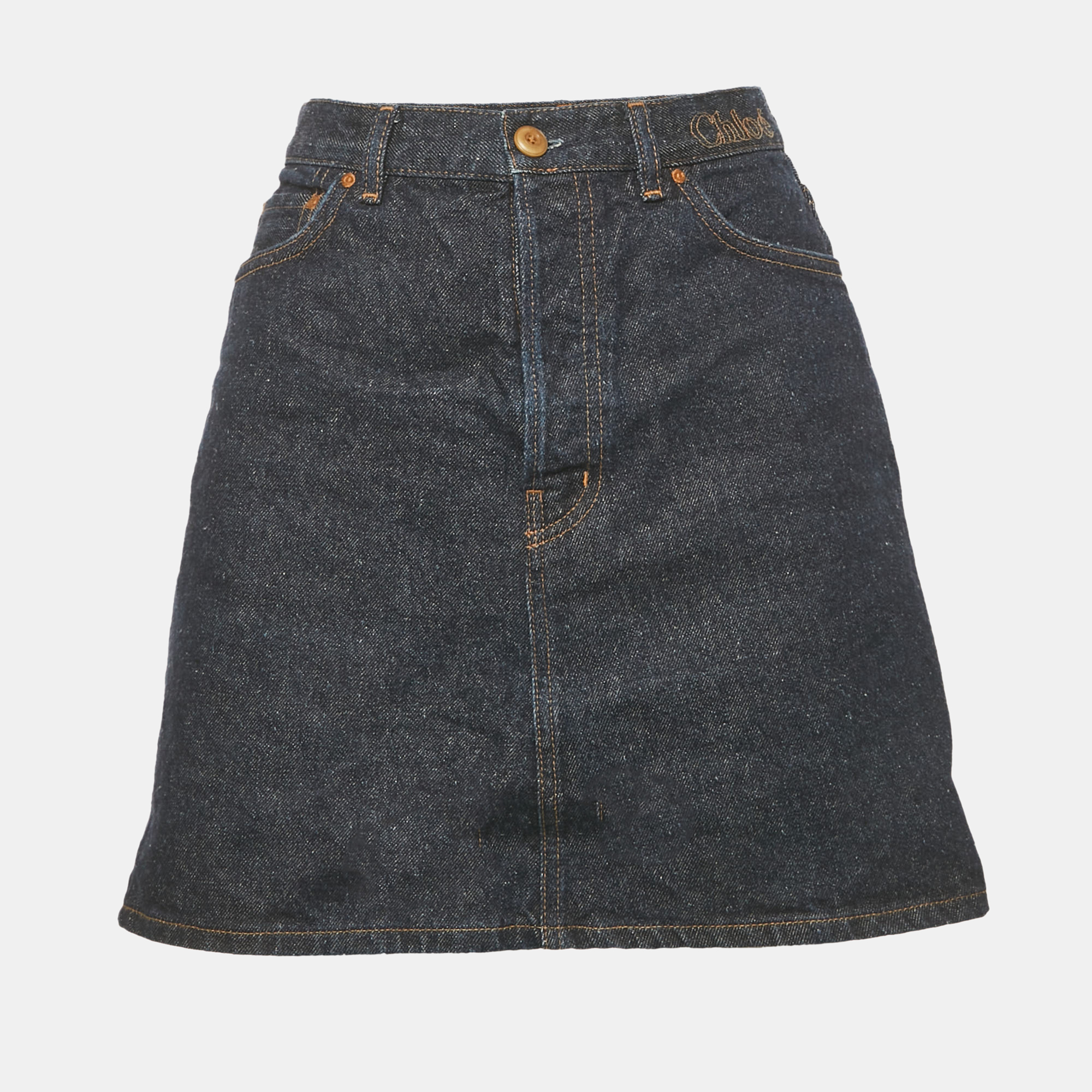 

Chloe Navy Blue Denim Mini Skirt S Waist 26"
