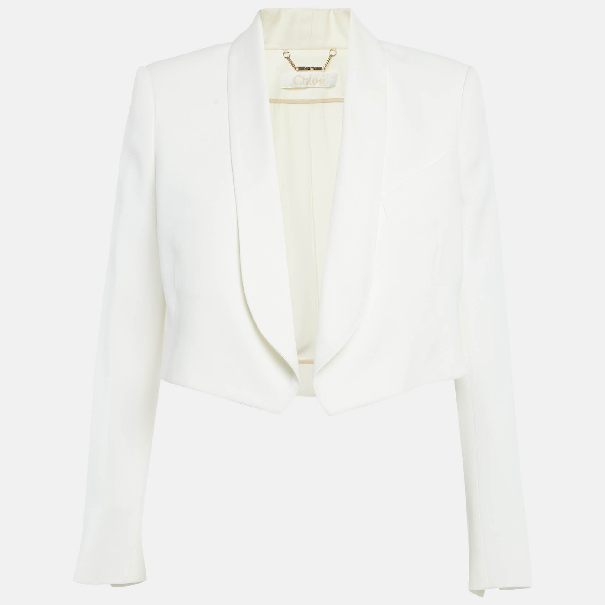 

Chloe Off-White Crepe Open Front Cropped Blazer M