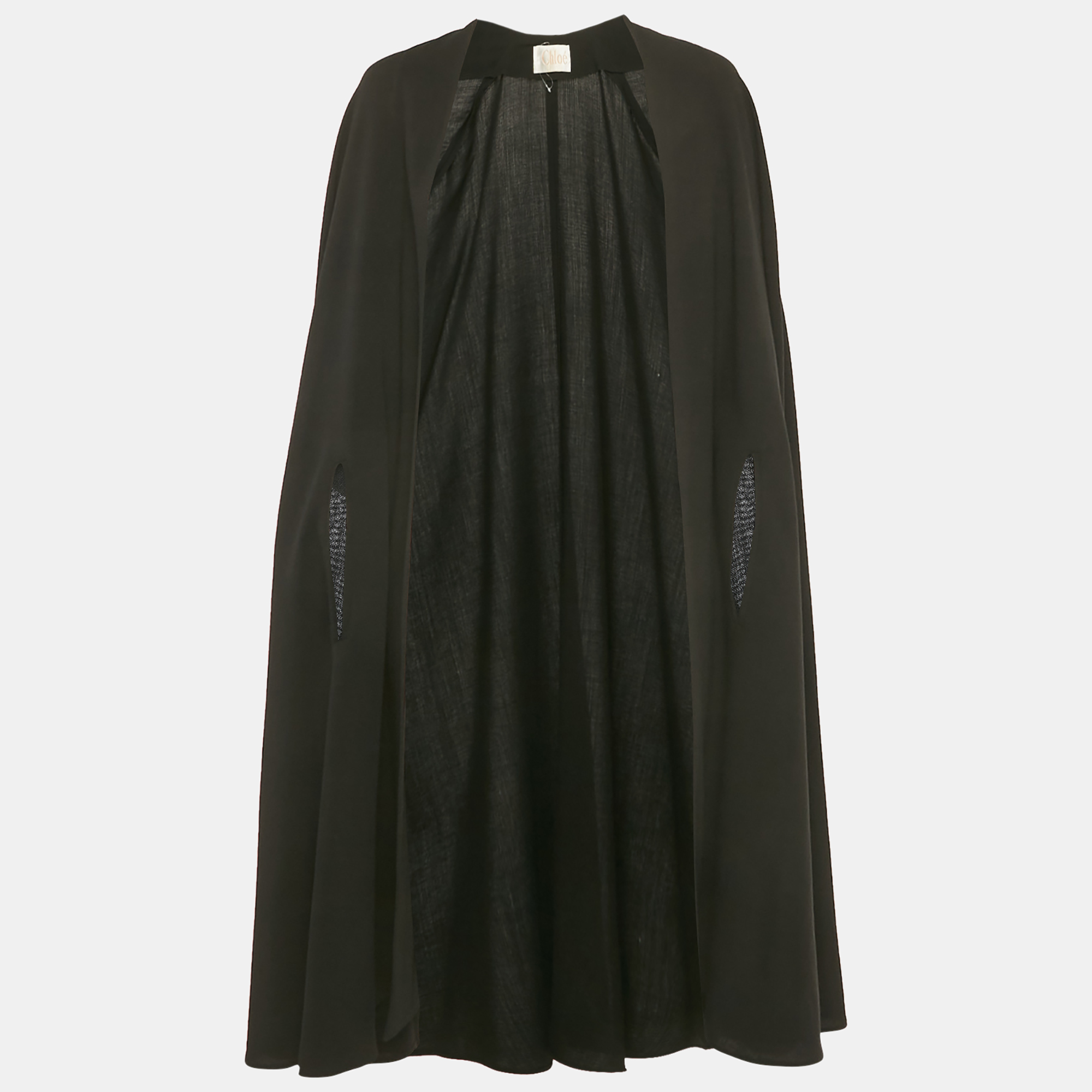 

Chloe Black Crepe Open Front Cape M