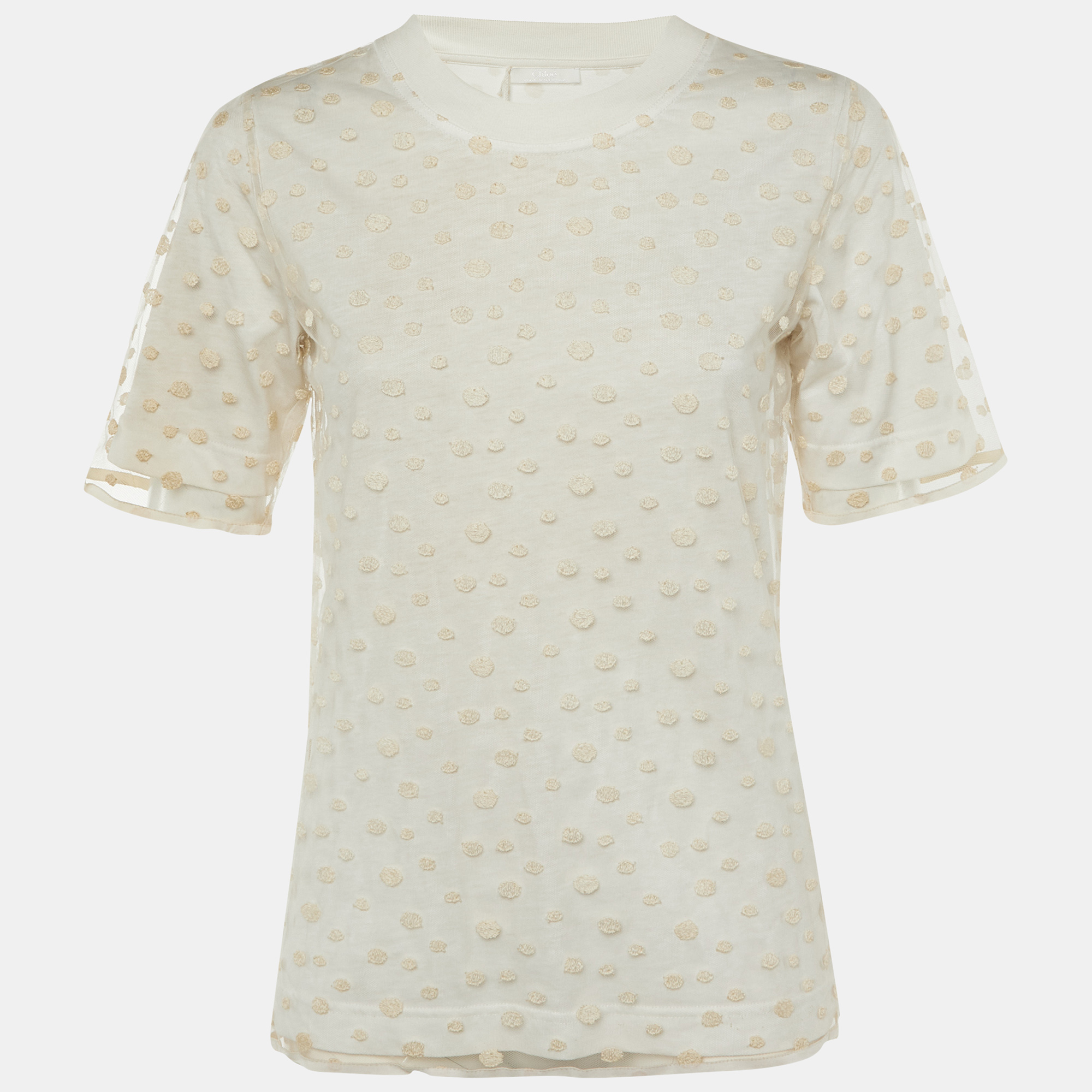 

Chloé Off White Cotton & Tulle Top S