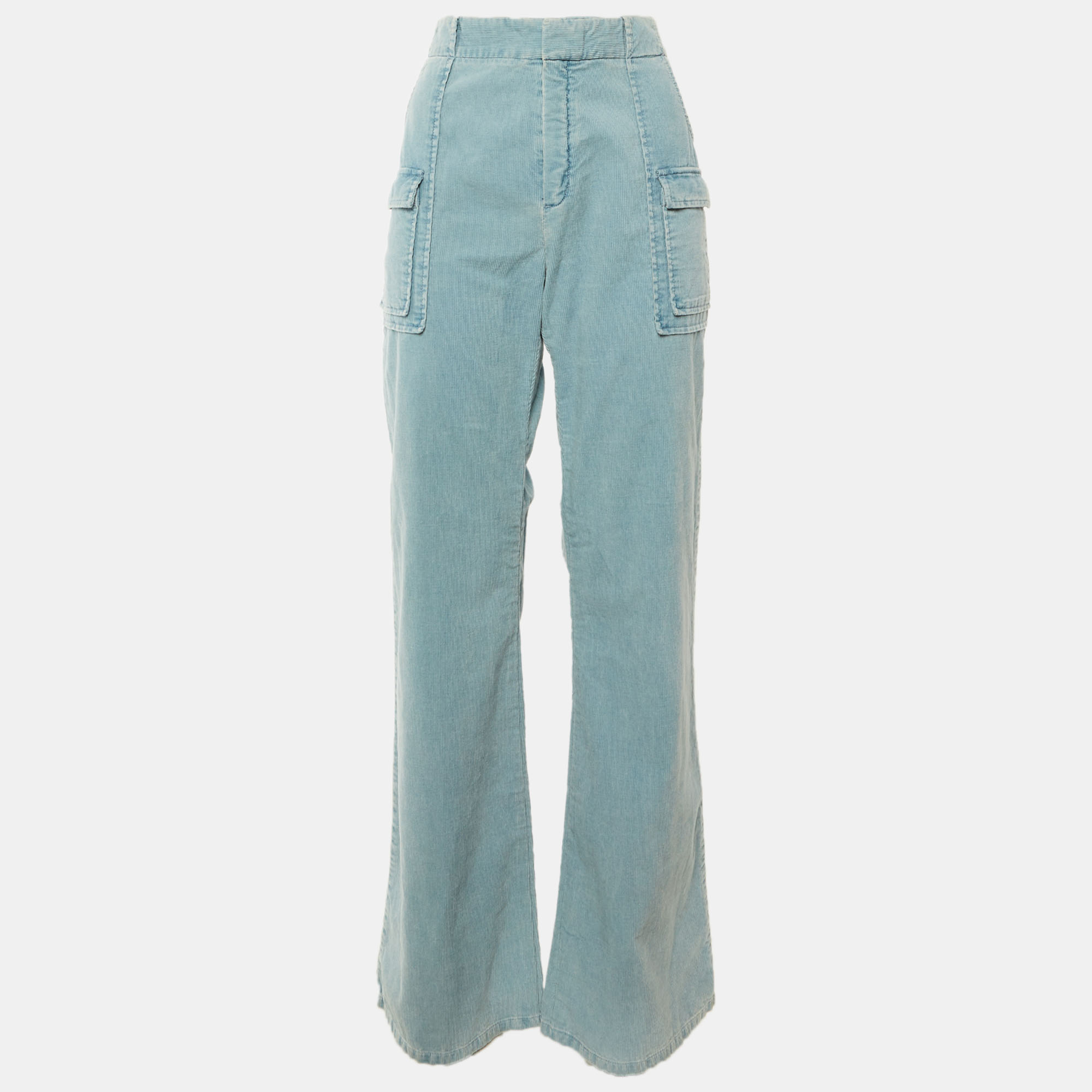 Pre-owned Chloé Blue Corduroy Cargo Trousers M