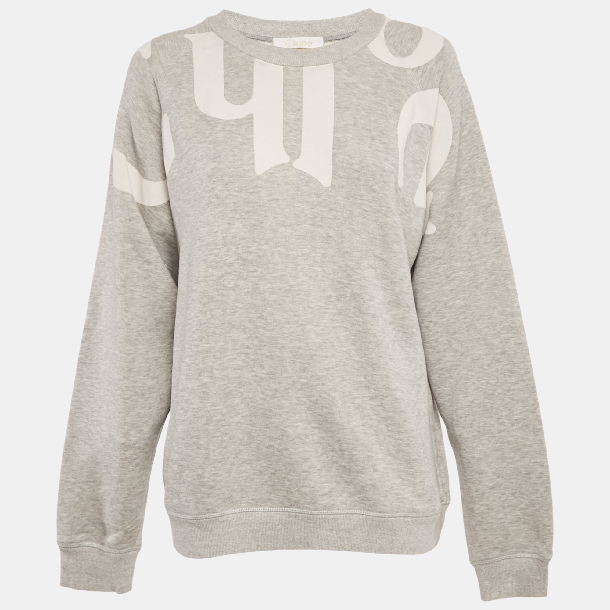 

Chloe Grey Logo Print Cotton Melange Crew Neck Sweatshirt M