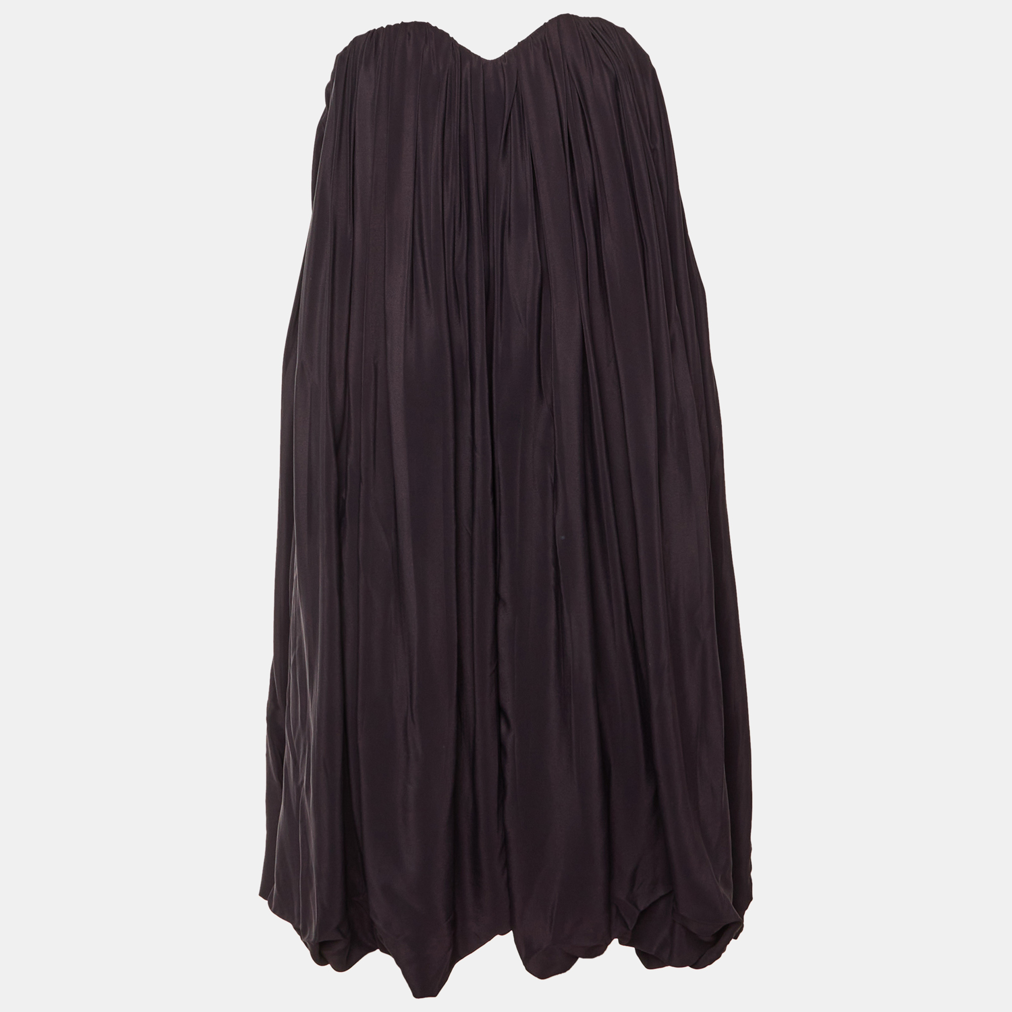 

Chloé Dark Purple Crepe Pleated Strapless Mini Dress M