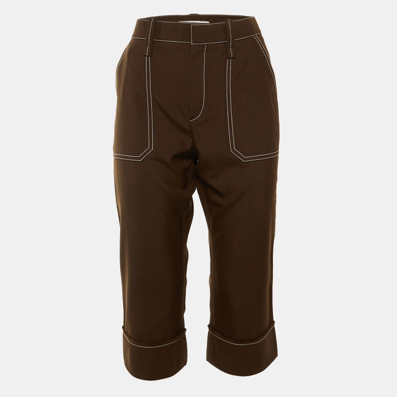

Chloé Brown Wool Blend Contrast Stich Detail Capri Pants M