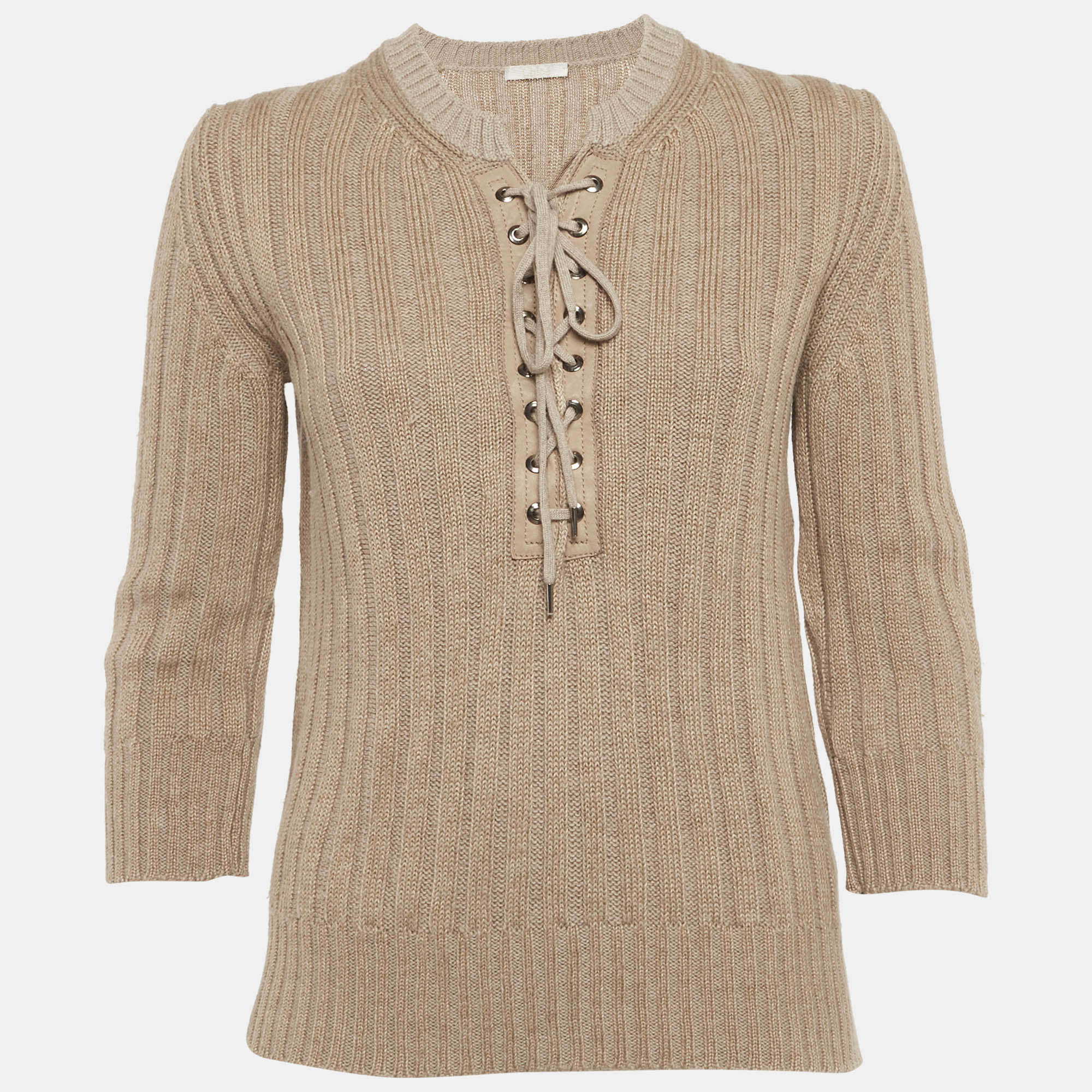

Chloe Beige Wool Blend Lace Up Sweater M