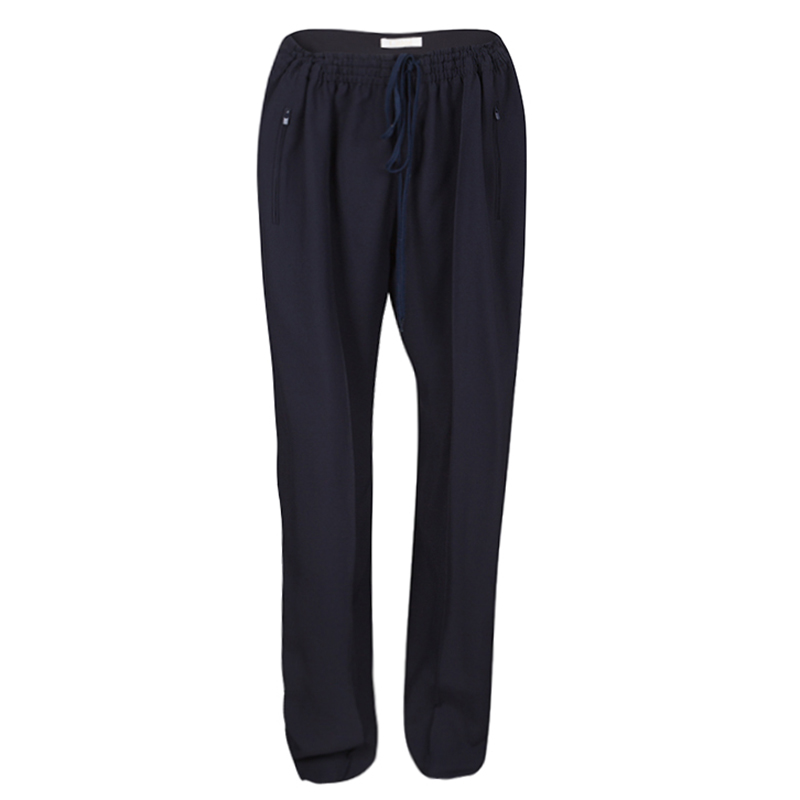 Pre Owned Chloe Navy Blue Drawstring Detail Pants L