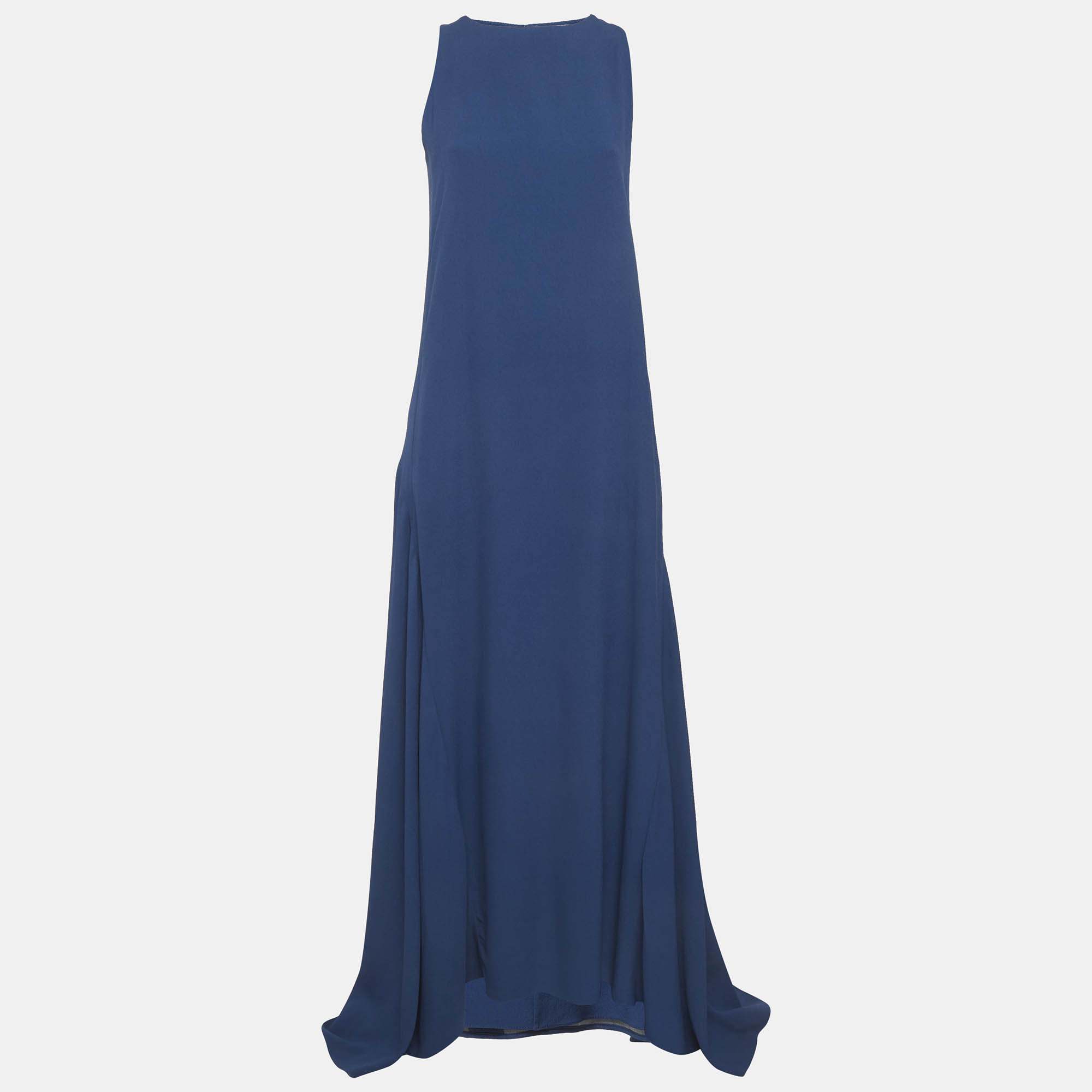 

Chloe Blue Crepe Flared Maxi Dress S
