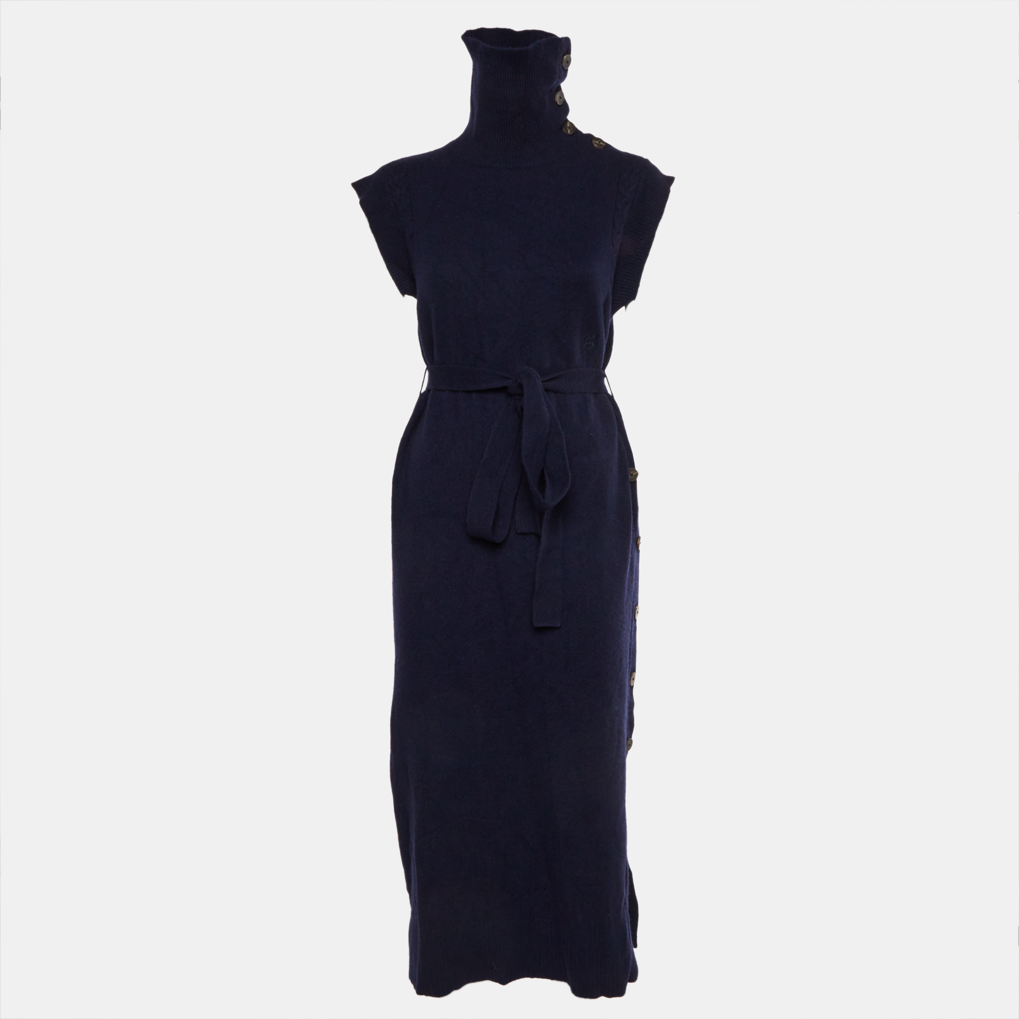 

Chloe Navy Blue Wool Blend Turtleneck Midi Dress M