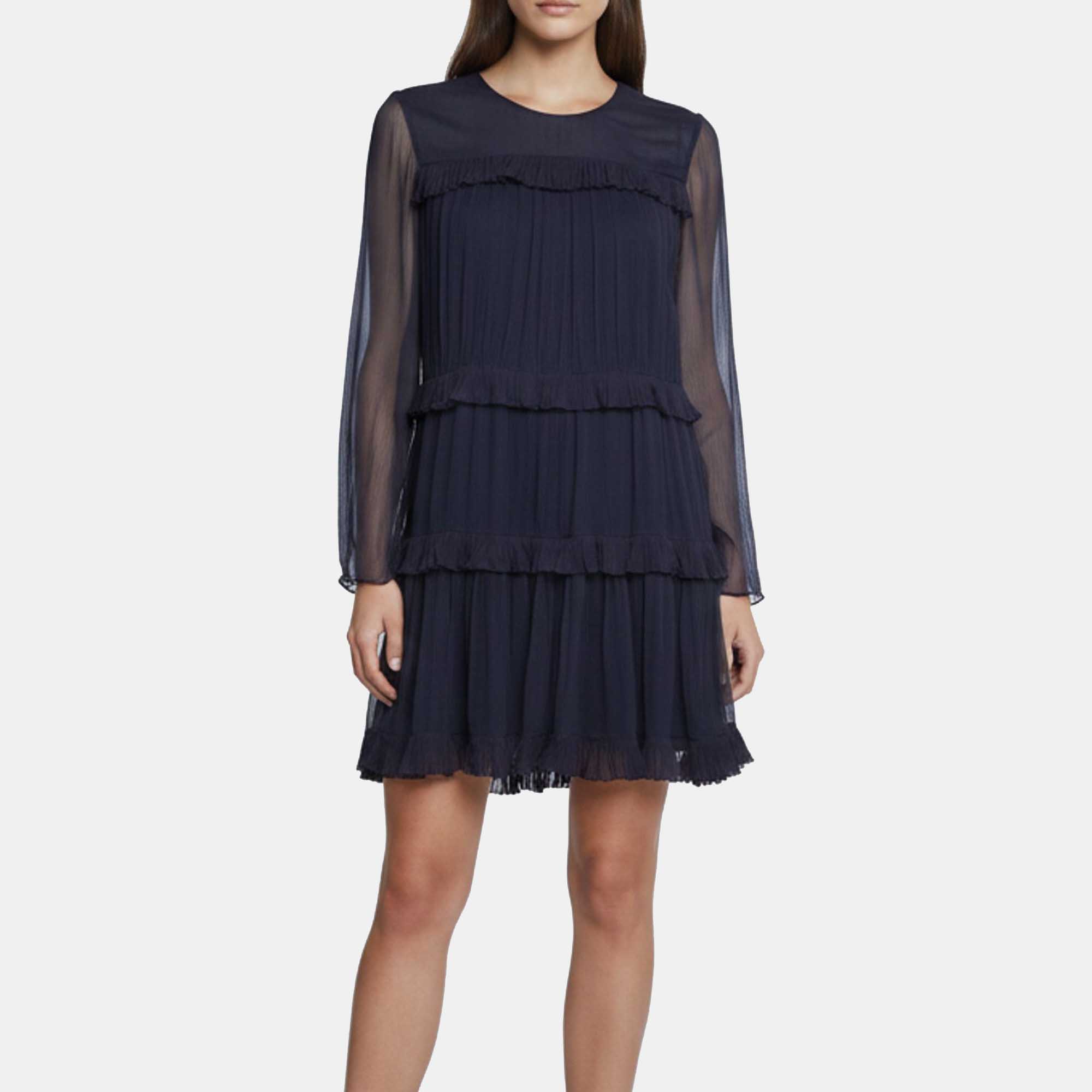 

Chloe Navy Blue Chiffon Ruffle Mini Dress M