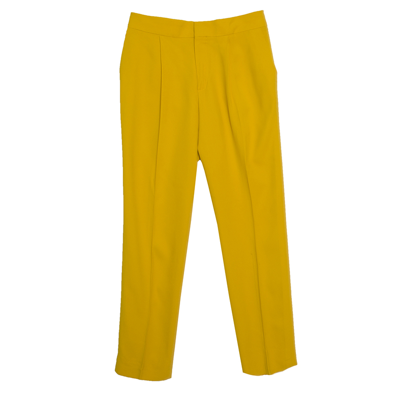 mustard cropped trousers