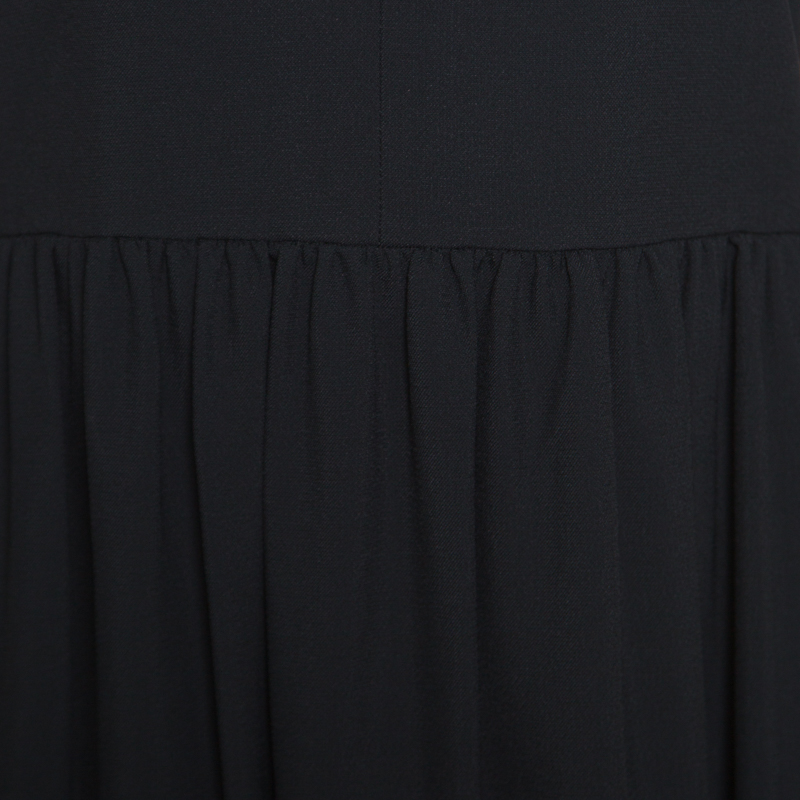Pre-owned Chloé Black V-neck Gathered Waist Long Sleeve Dress S