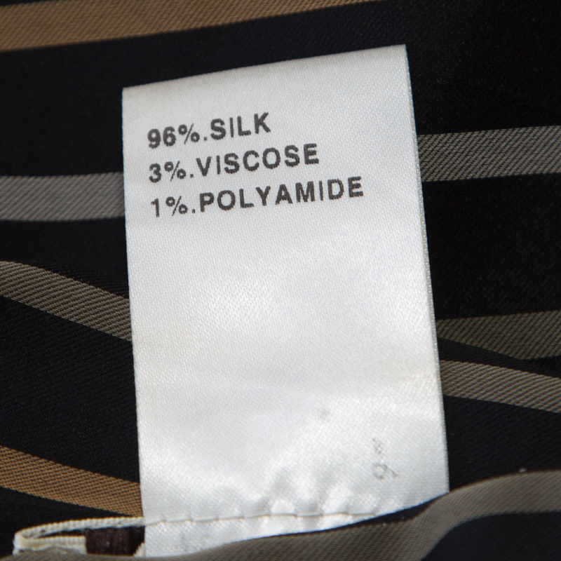 Pre-owned Chloé Noir Striped Silk Asymmetric Draped Detail Lurex Strap Top S In Black