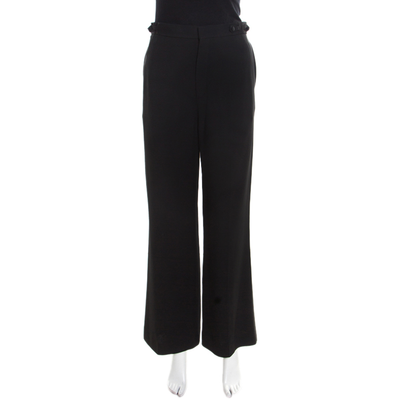Pre Owned Chloe Black Tailored High Rise Wide Leg Trousers M