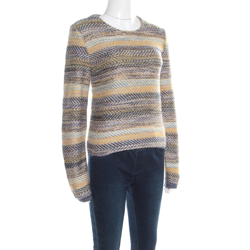 Pre-owned Chloé Multicolor Striped Chunky Knit Sweater S
