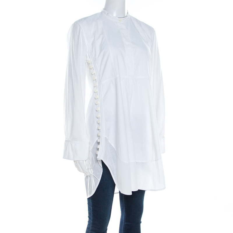 

Chloe Iconic Milk White Cotton Poplin Buttoned Side Detail Shirt Dress