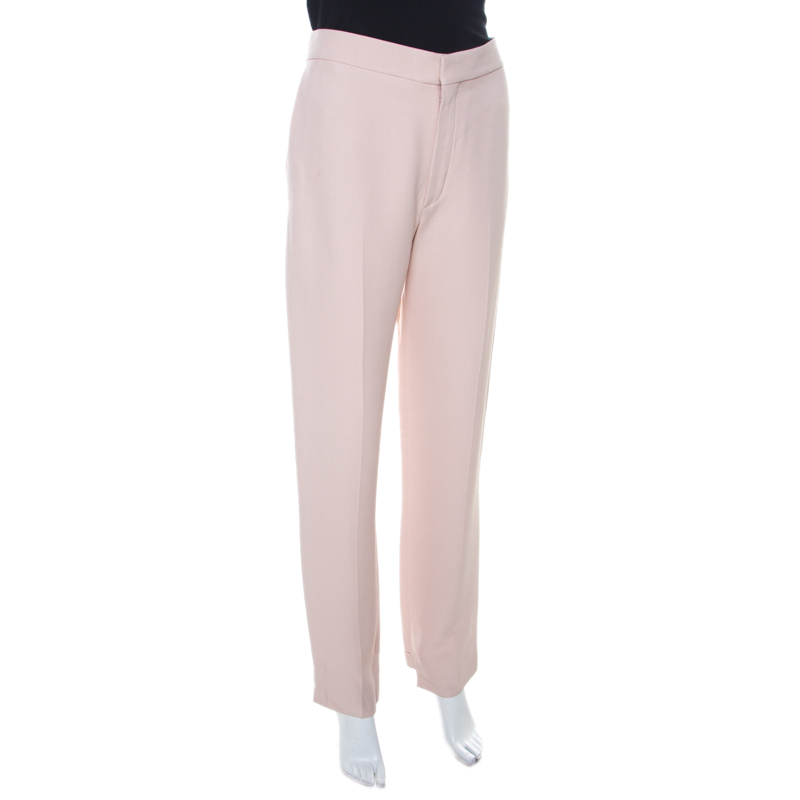 

Chloe Anemone Pink Crepe High Low Hem Tapered Trousers