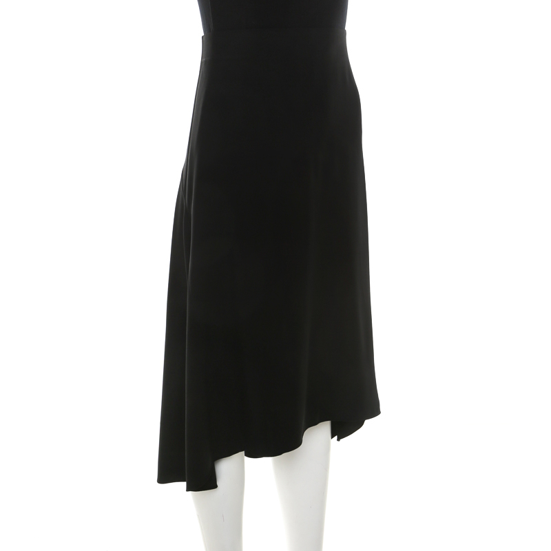 

Chloé Black Crepe Knit Asymmetric Hem A Line Skirt