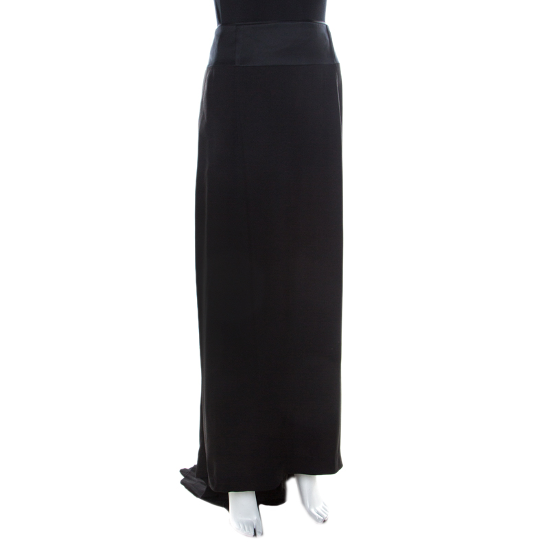 

Chloe Black Silk and Crepe Pleated Train Detail Maxi Skirt