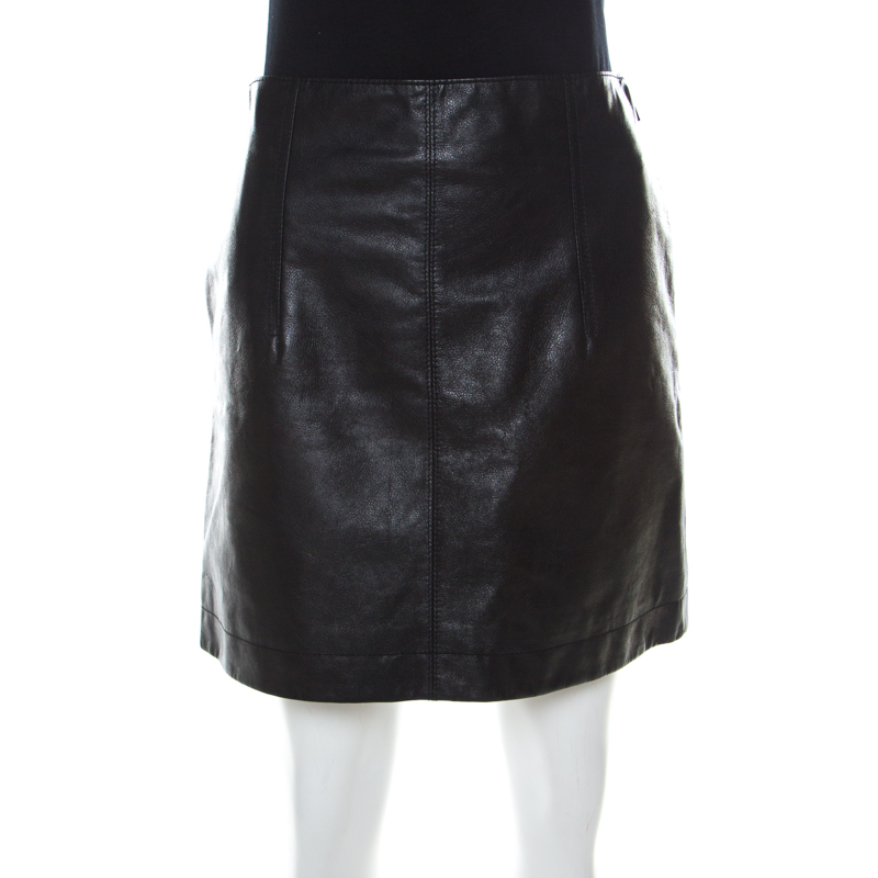 Chloe Black Calf Leather Mini Skirt S
