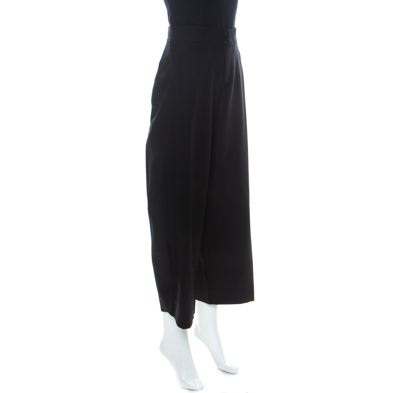 

Chloe Black Wool Wide Leg Tapered Trousers