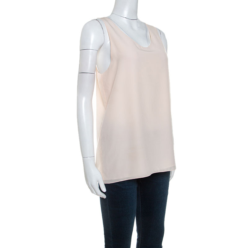 

Chloe Peach Silk Sleeveless Tank Top, Pink