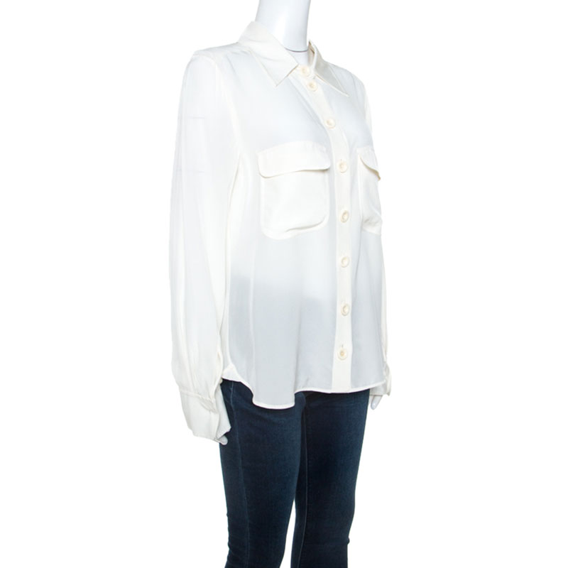

Chloe Off White Silk Button Front Shirt