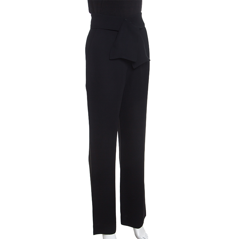 

Chloe Black Crepe Waist Band Detail Wide Leg Pants