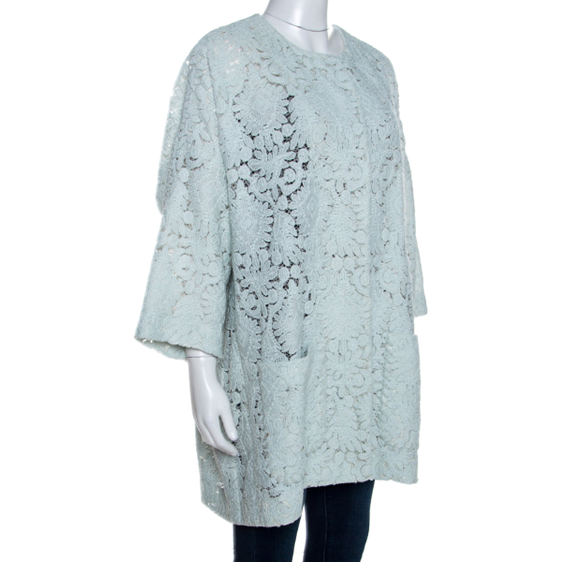 

Chloe Mint Green Guipure Lace Oversized Coat