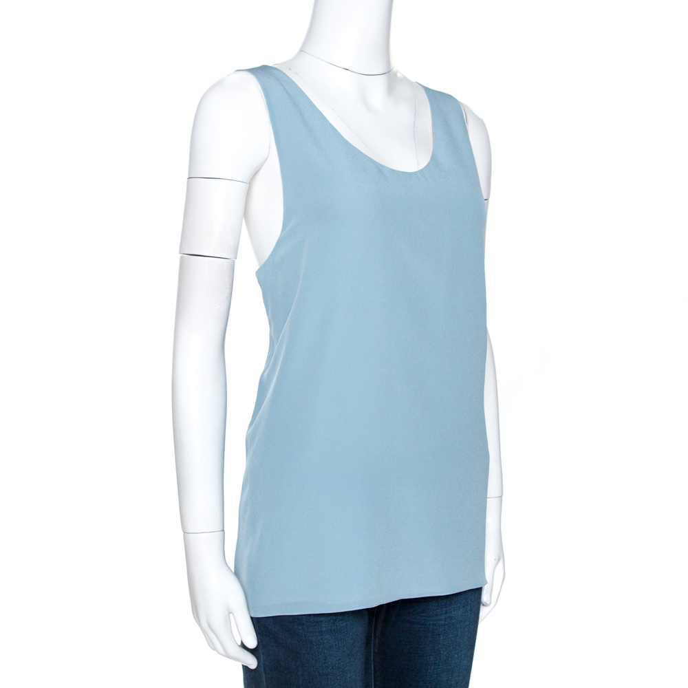 

Chloe Sea Spray Blue Silk Tank Top
