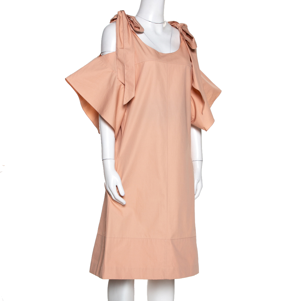 

Chloe Pansy Pink Cotton Bow Detail Cold Shoulder Dress