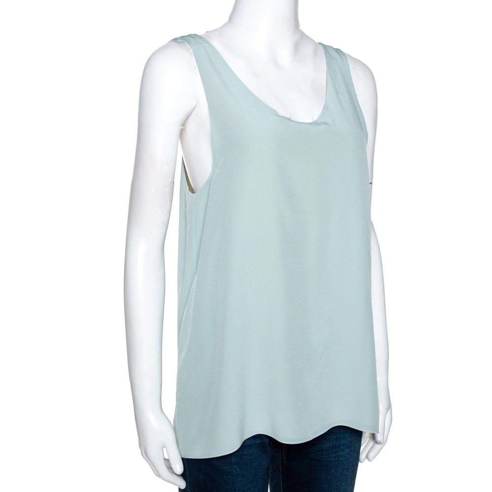 

Chloe Pale Blue Silk Scoop Neck Sleeveless Top