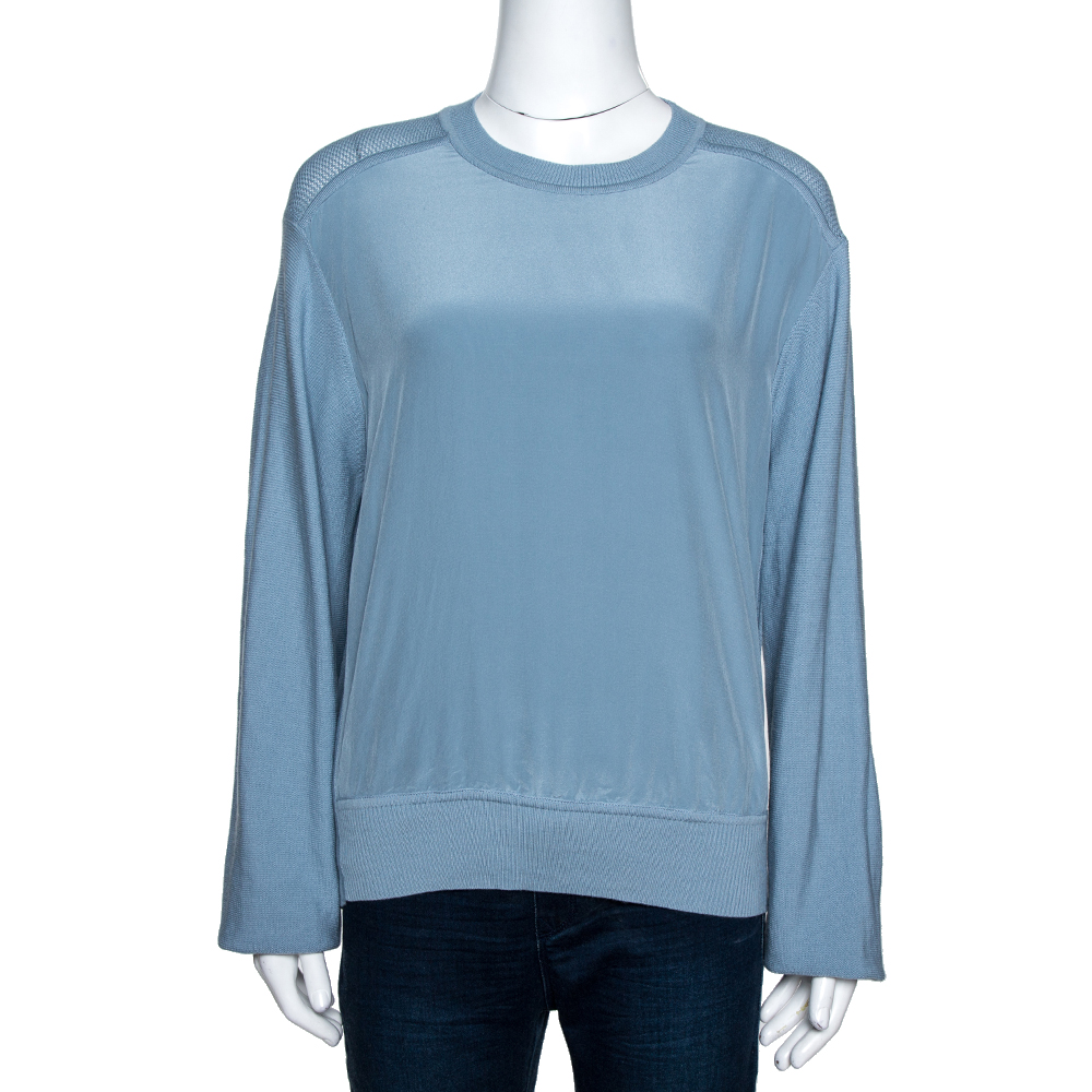 powder blue sweatshirt