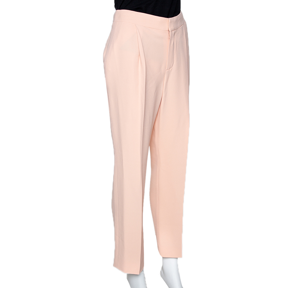 

Chloe Pale Pink Crepe Straight Leg Trousers